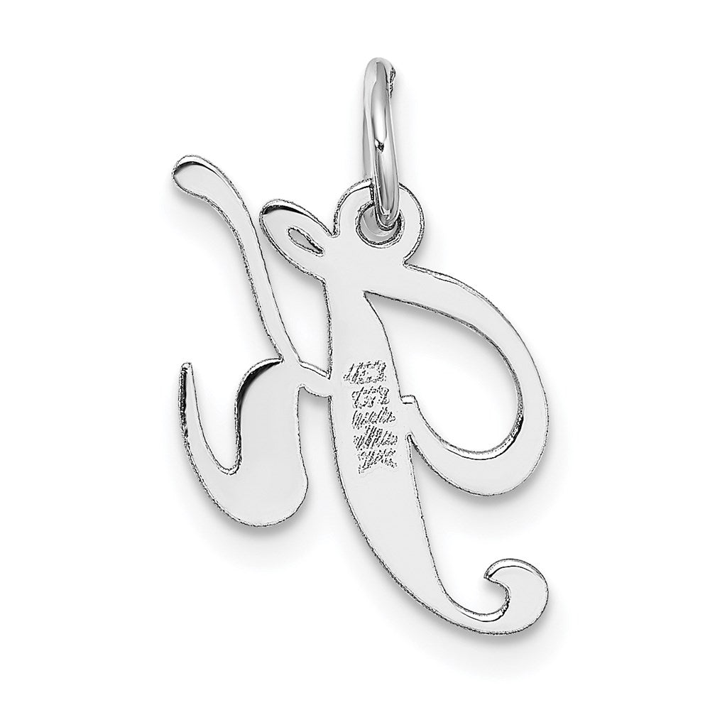 14k White Gold Small Fancy Script Letter K Initial Charm