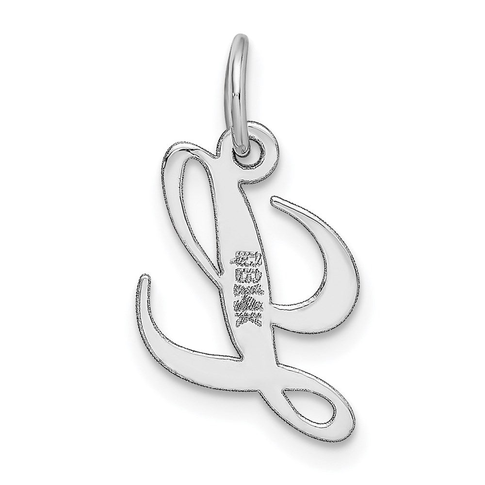 14k White Gold Small Fancy Script Letter L Initial Charm