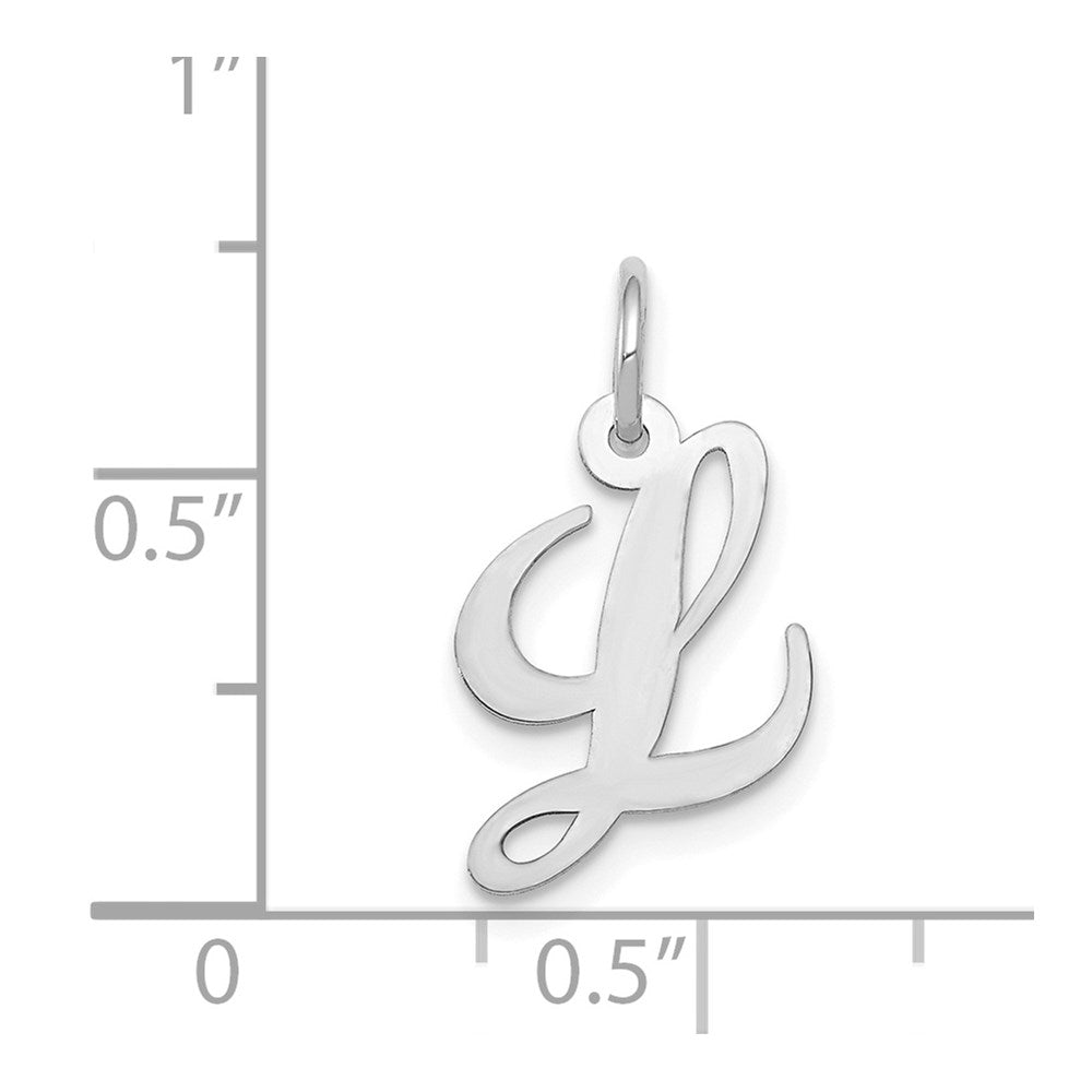 14k White Gold Small Fancy Script Letter L Initial Charm