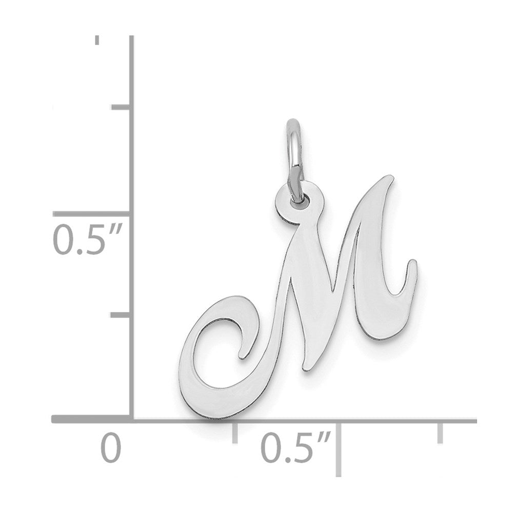 14k White Gold Small Fancy Script Letter M Initial Charm