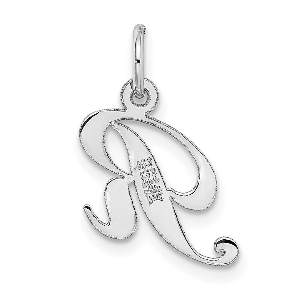 14k White Gold Small Fancy Script Letter R Initial Charm