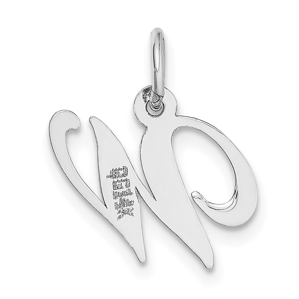 14k White Gold Small Fancy Script Letter W Initial Charm