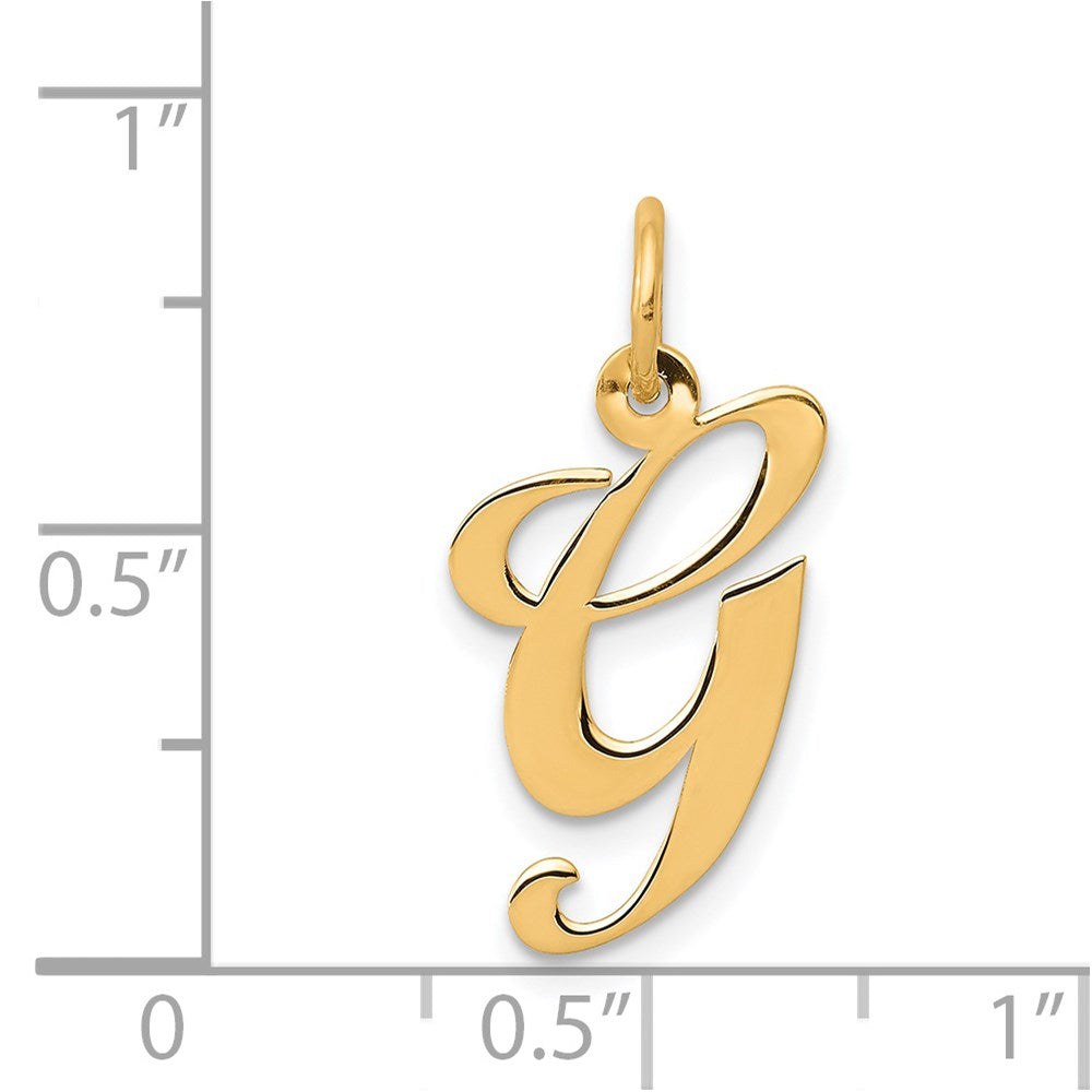 14K Medium Fancy Script Letter G Initial Charm