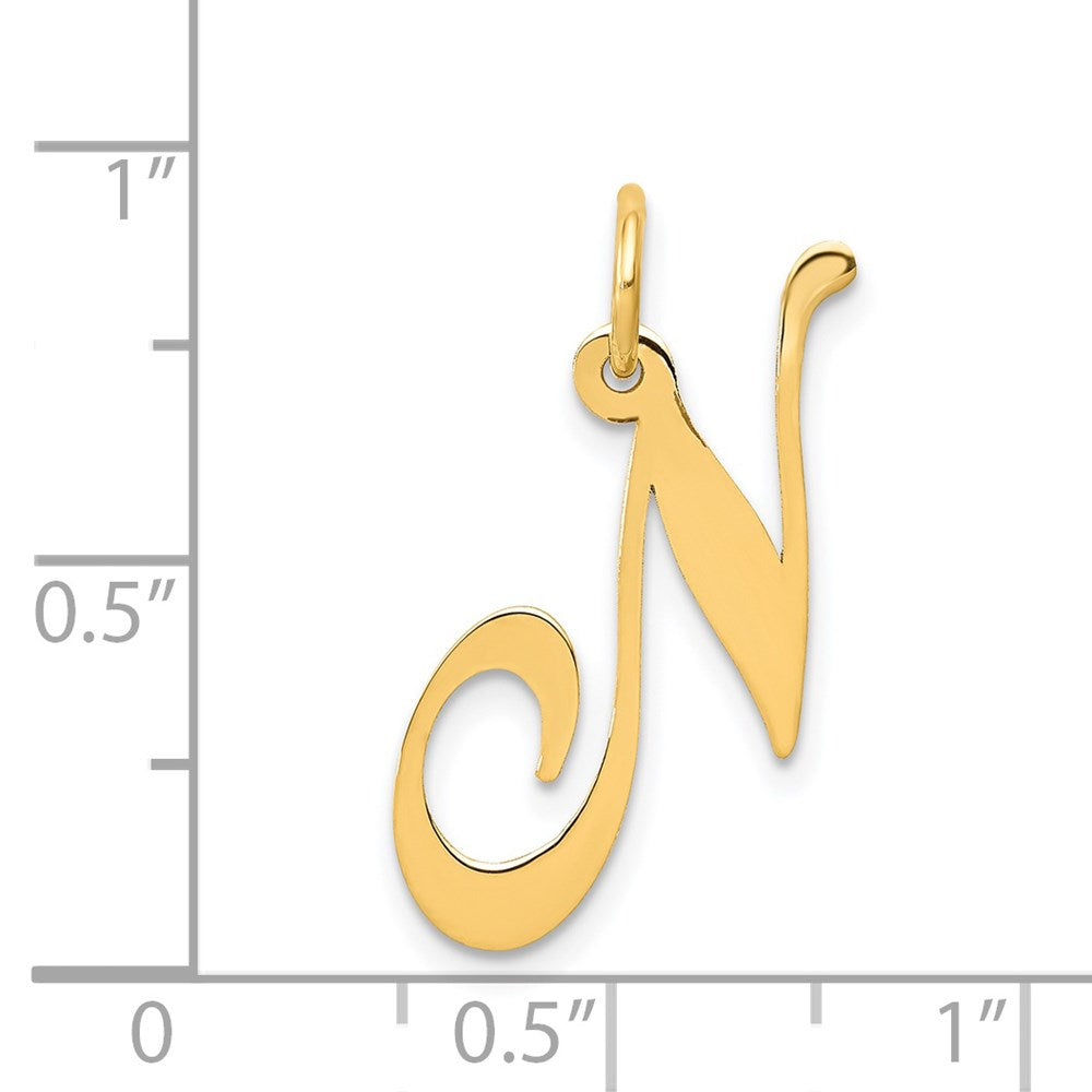 14K Medium Fancy Script Letter N Initial Charm