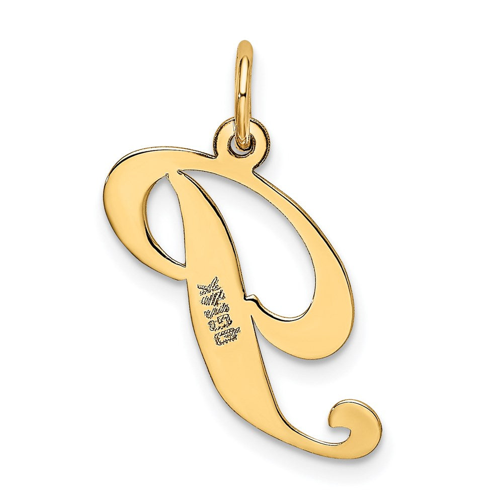 14K Medium Fancy Script Letter P Initial Charm