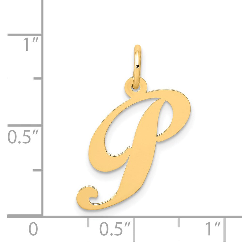 14K Medium Fancy Script Letter P Initial Charm