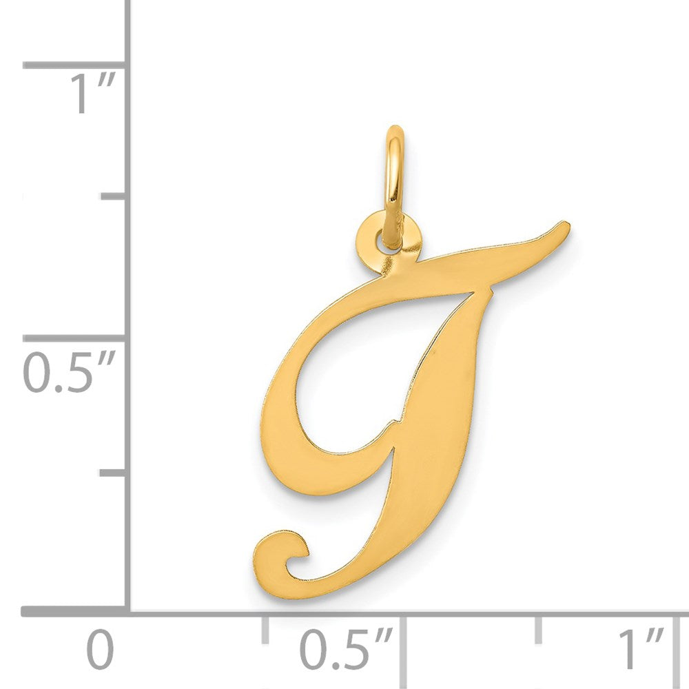 14K Medium Fancy Script Letter T Initial Charm
