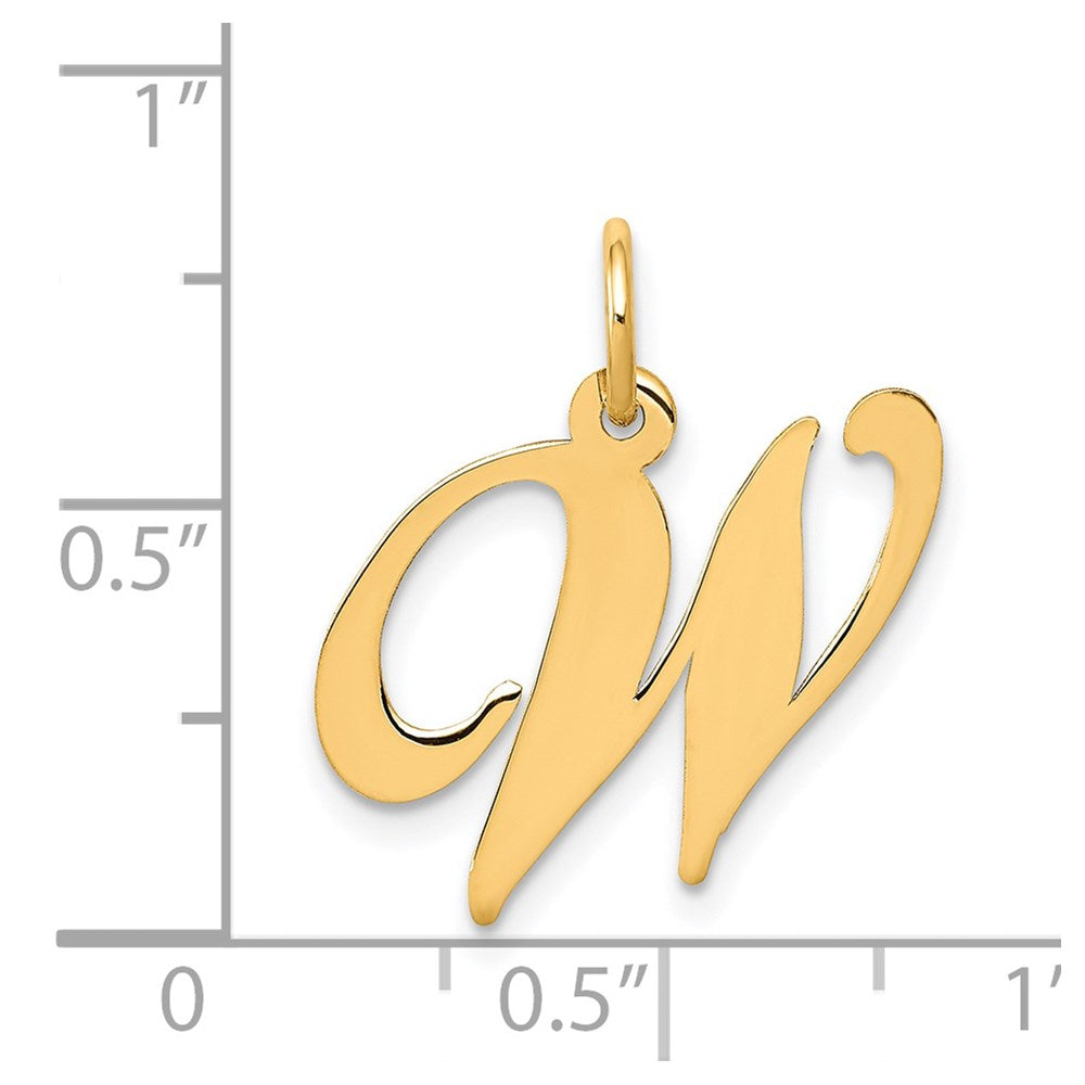 14K Medium Fancy Script Letter W Initial Charm