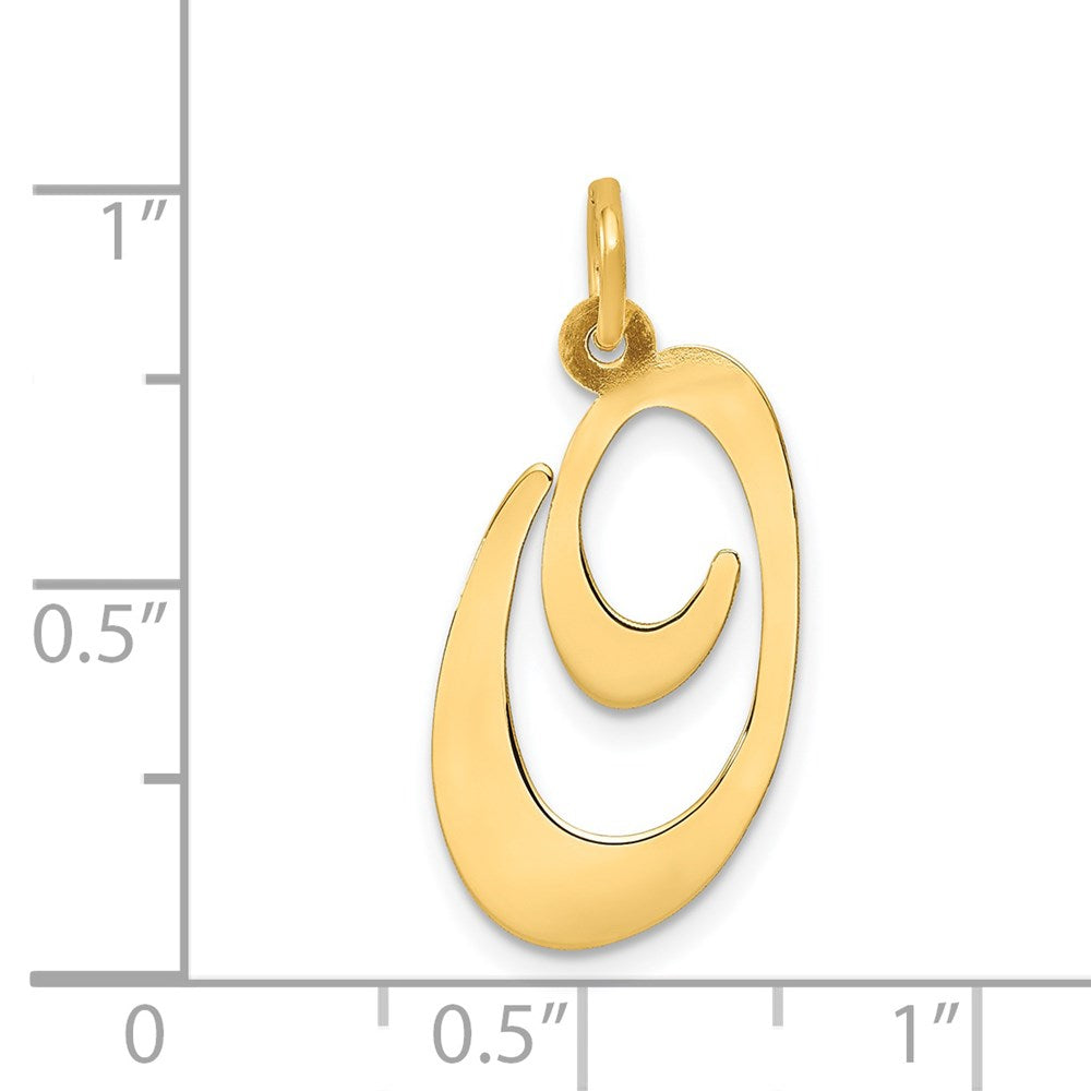 14k Large Fancy Script Letter O Initial Charm