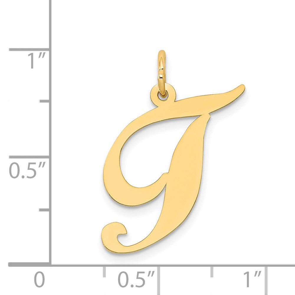 14k Large Fancy Script Letter T Initial Charm