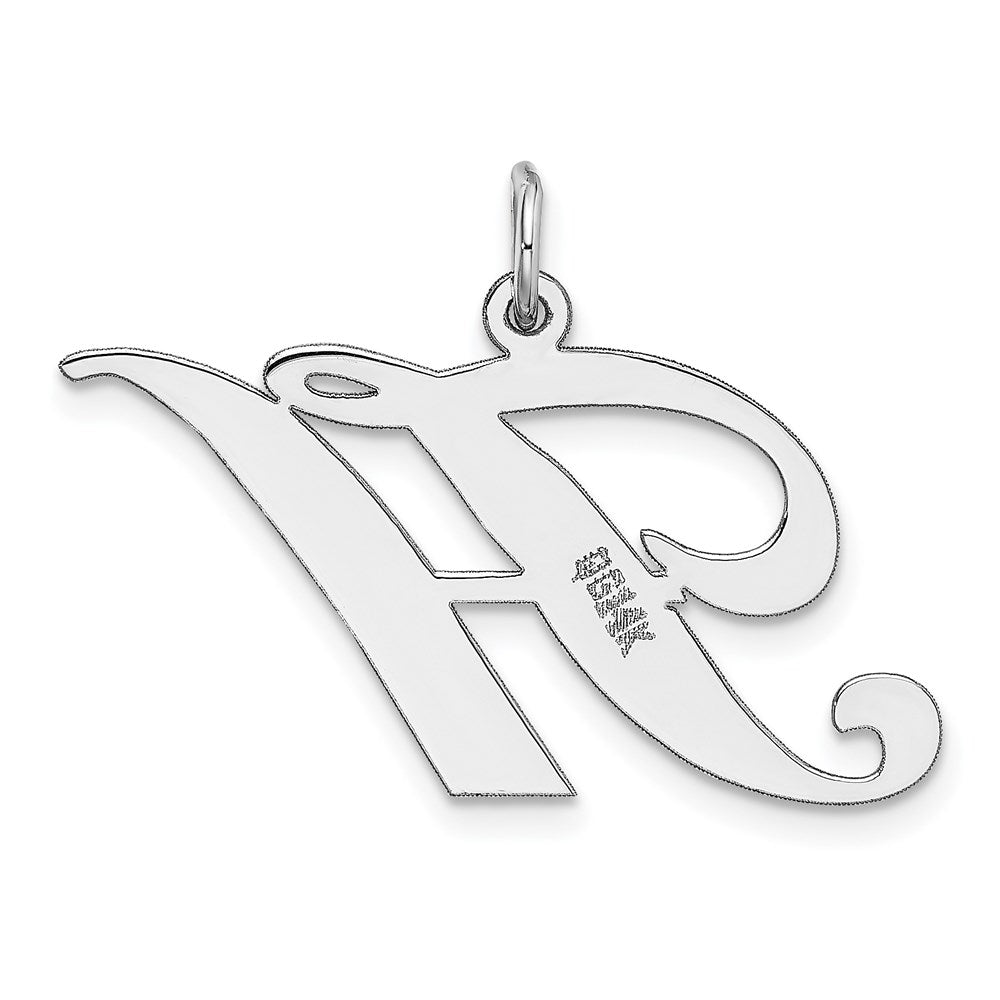 14k White Gold Large Fancy Script Letter H Initial Charm