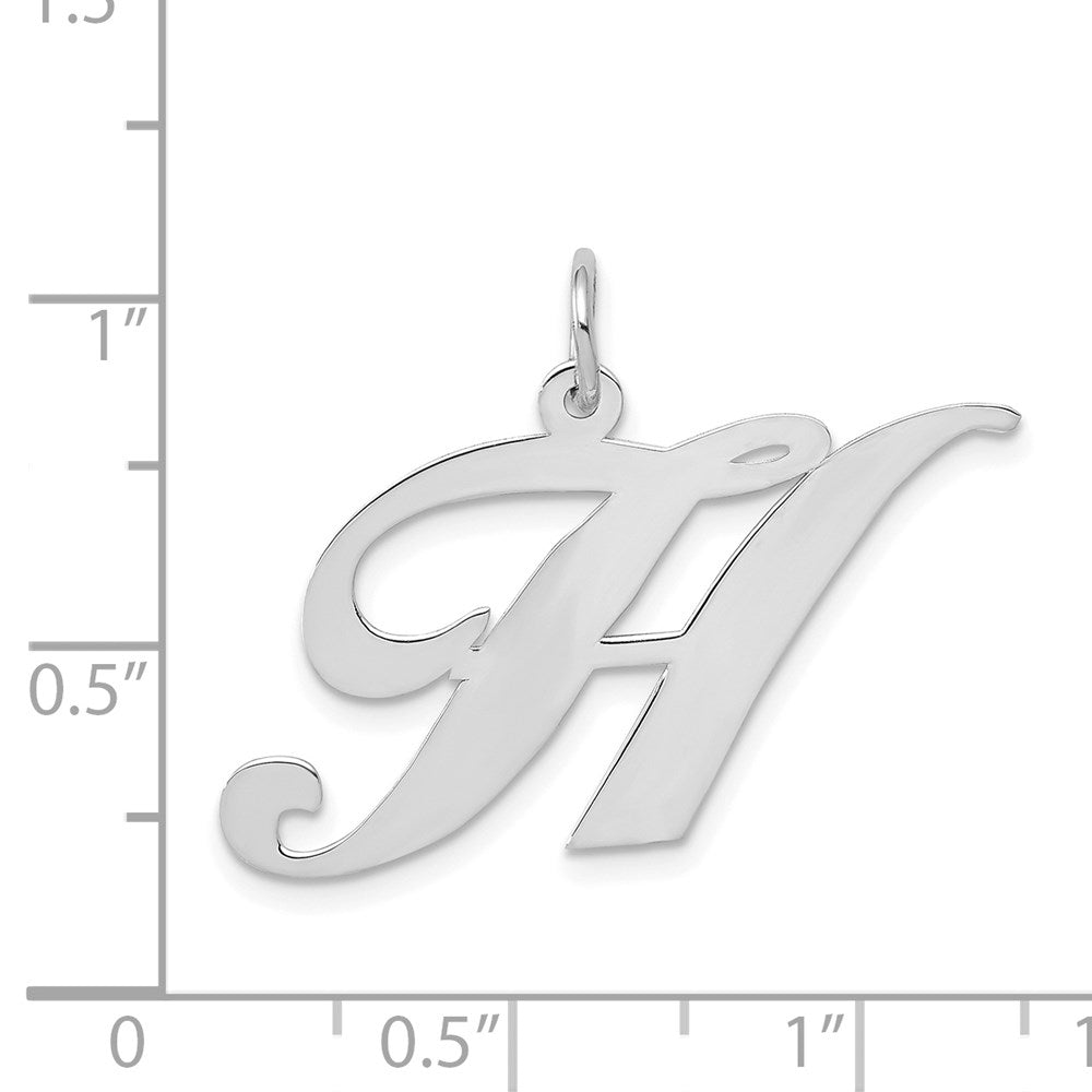 14k White Gold Large Fancy Script Letter H Initial Charm