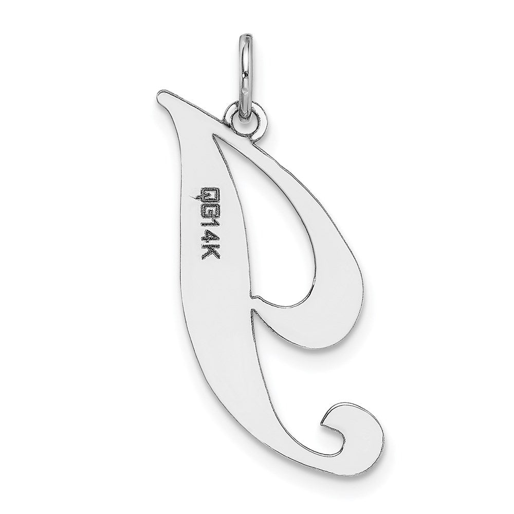 14k White Gold Large Fancy Script Letter I Initial Charm