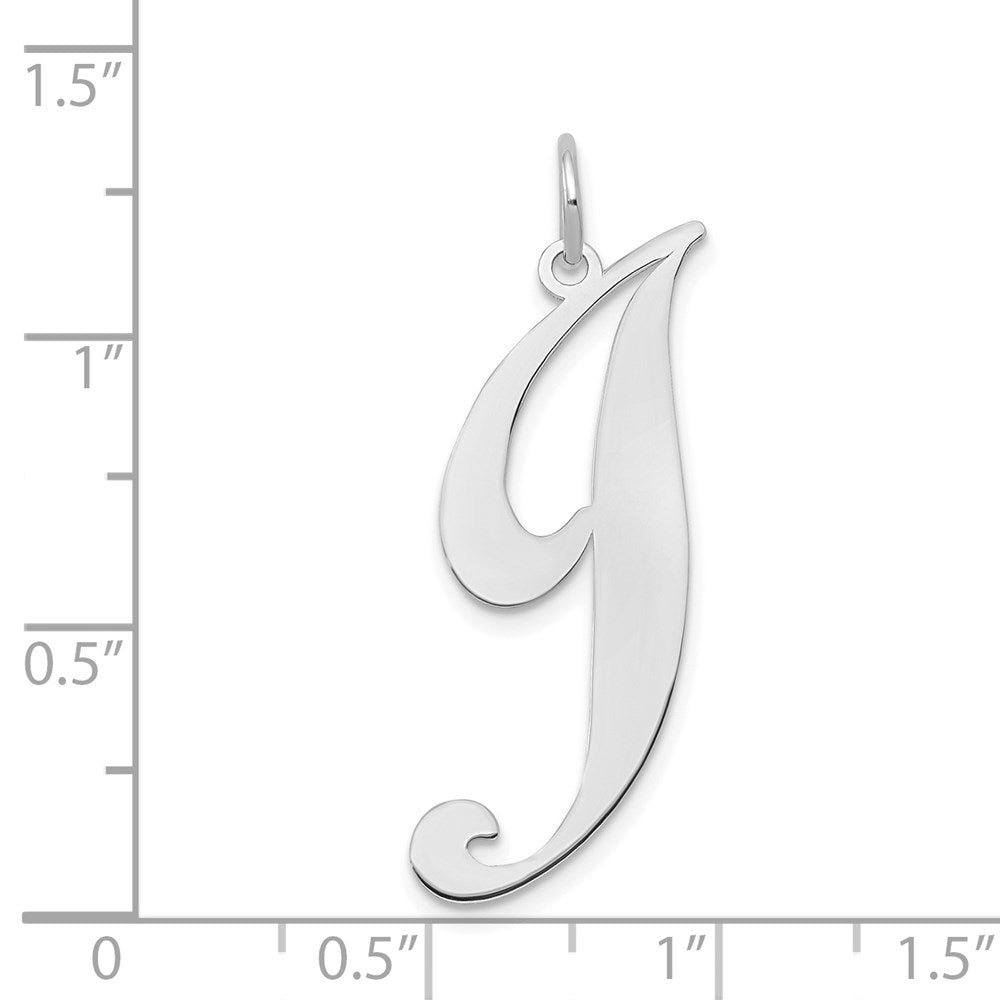 14k White Gold Large Fancy Script Letter J Initial Charm