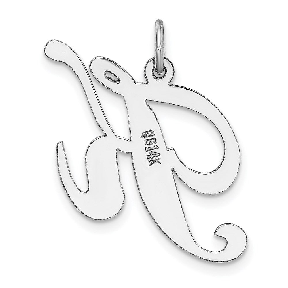 14k White Gold Large Fancy Script Letter K Initial Charm
