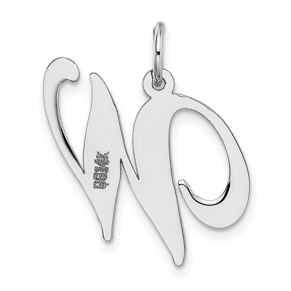 14k White Gold Large Fancy Script Letter W Initial Charm