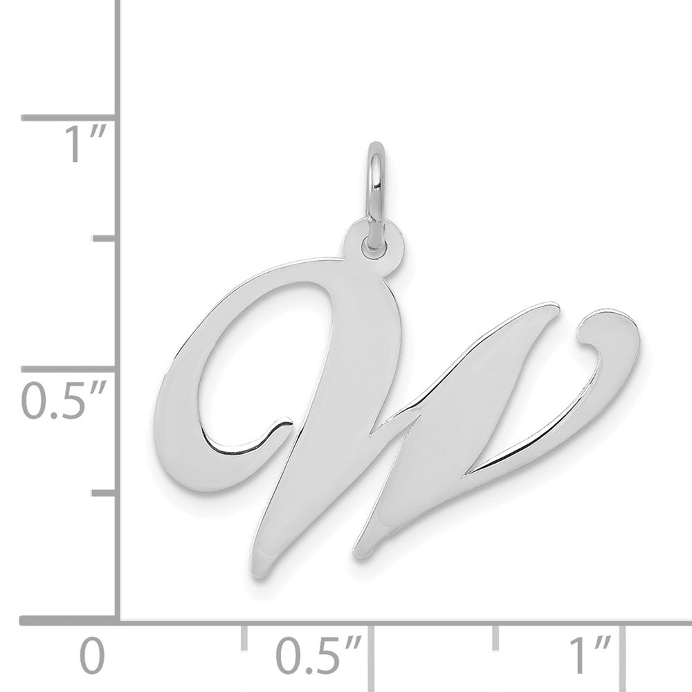 14k White Gold Large Fancy Script Letter W Initial Charm