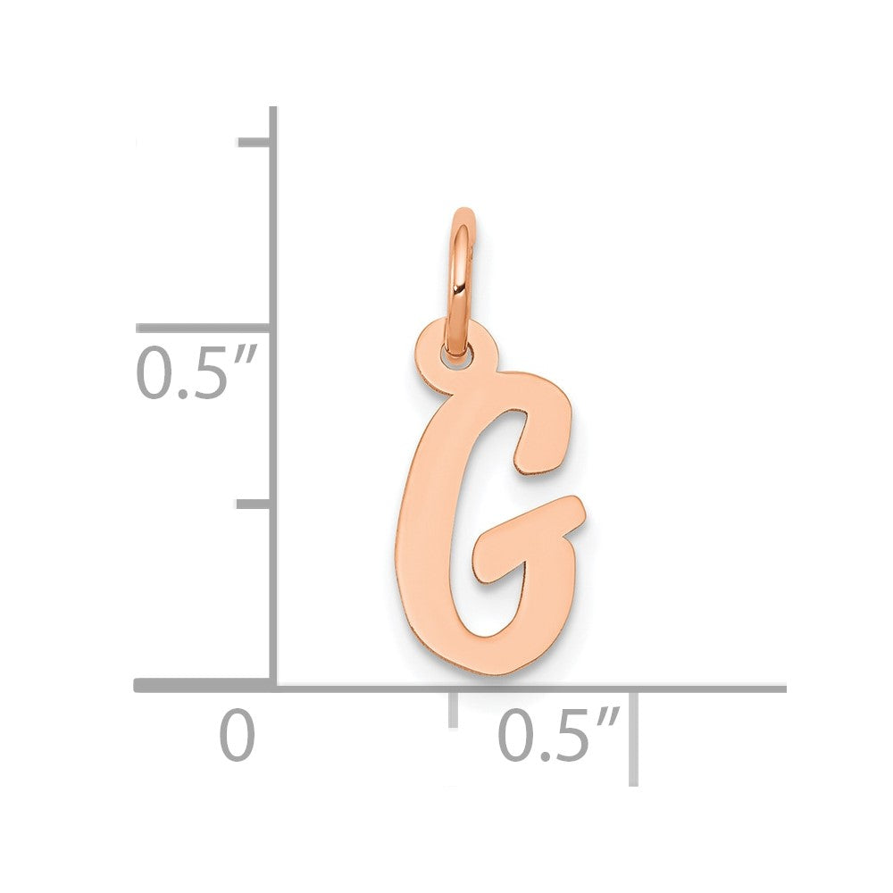 14k Rose Gold Small Script Letter G Initial Charm