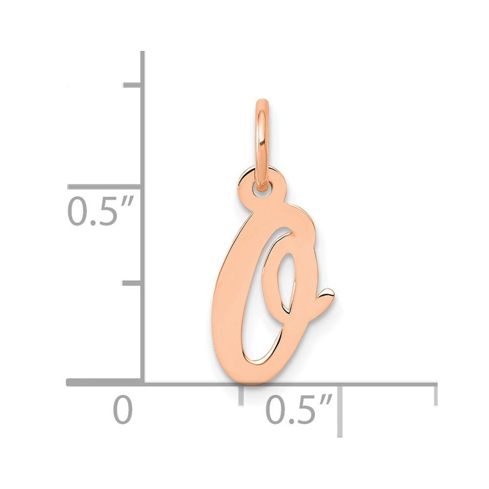 14k Rose Gold Small Script Letter O Initial Charm