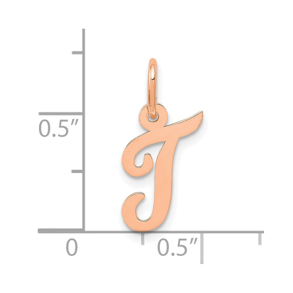 14k Rose Gold Small Script Letter T Initial Charm