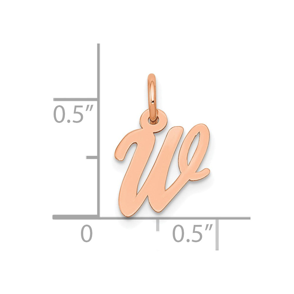 14k Rose Gold Small Script Letter W Initial Charm