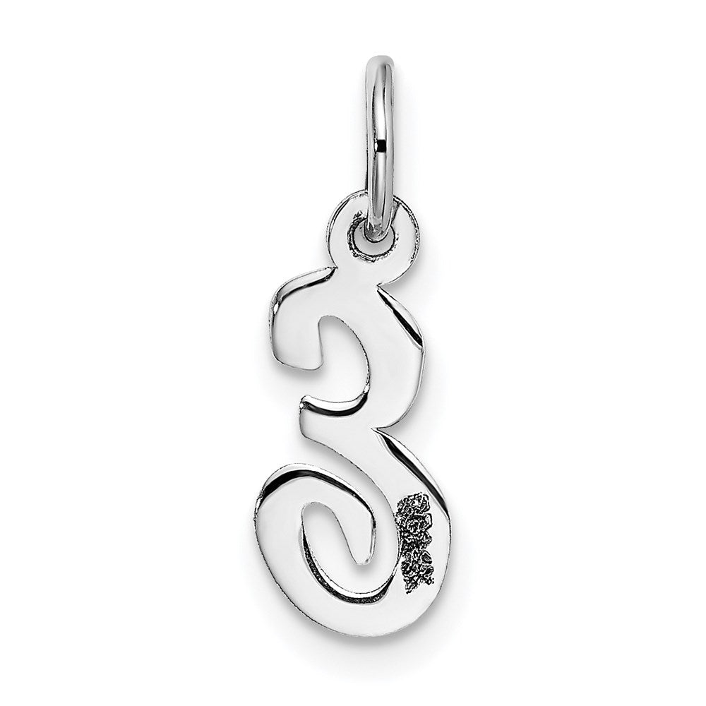14k White Gold Small Script Letter E Initial Charm