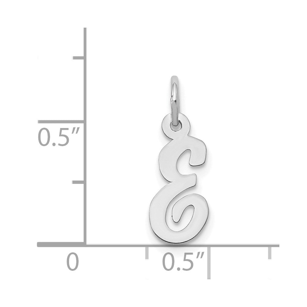 14k White Gold Small Script Letter E Initial Charm