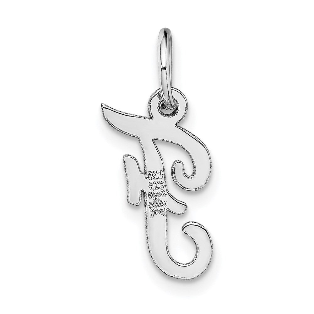 14k White Gold Small Script Letter F Initial Charm