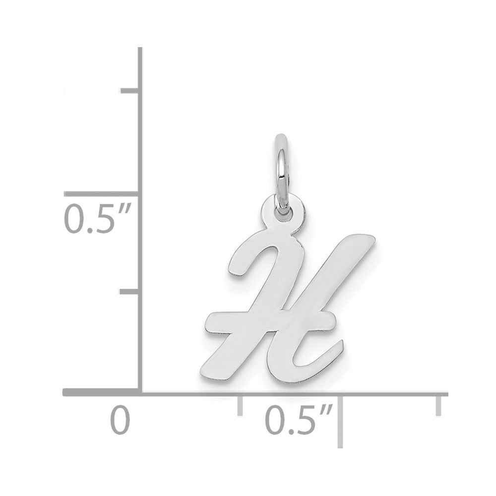 14k White Gold Small Script Letter H Initial Charm