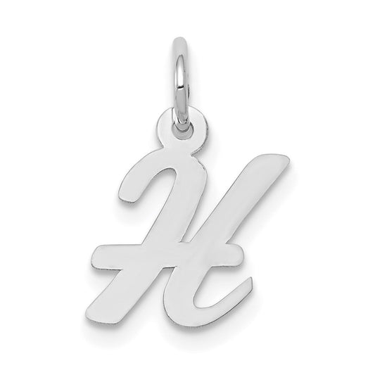 14k White Gold Small Script Letter H Initial Charm