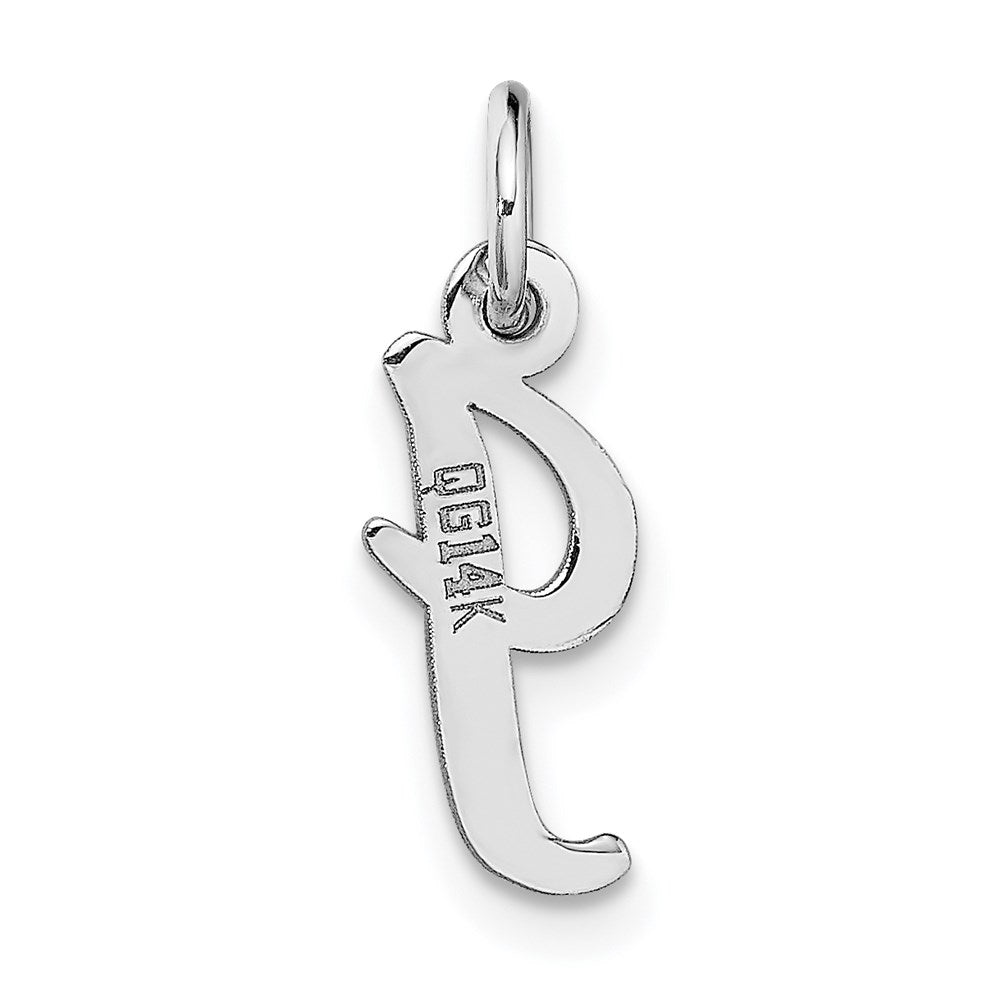 14k White Gold Small Script Letter I Initial Charm