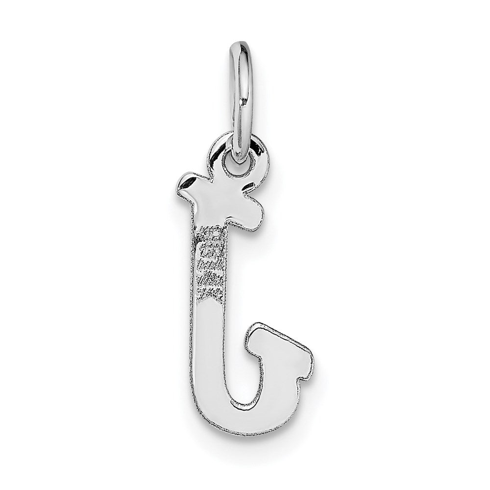 14k White Gold Small Script Letter J Initial Charm