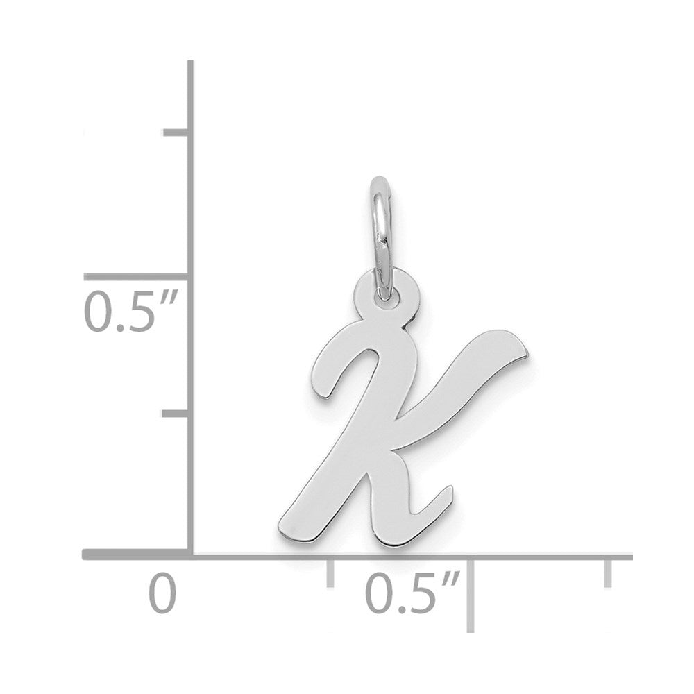 14k White Gold Small Script Letter K Initial Charm