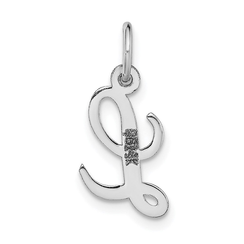 14k White Gold Small Script Letter L Initial Charm