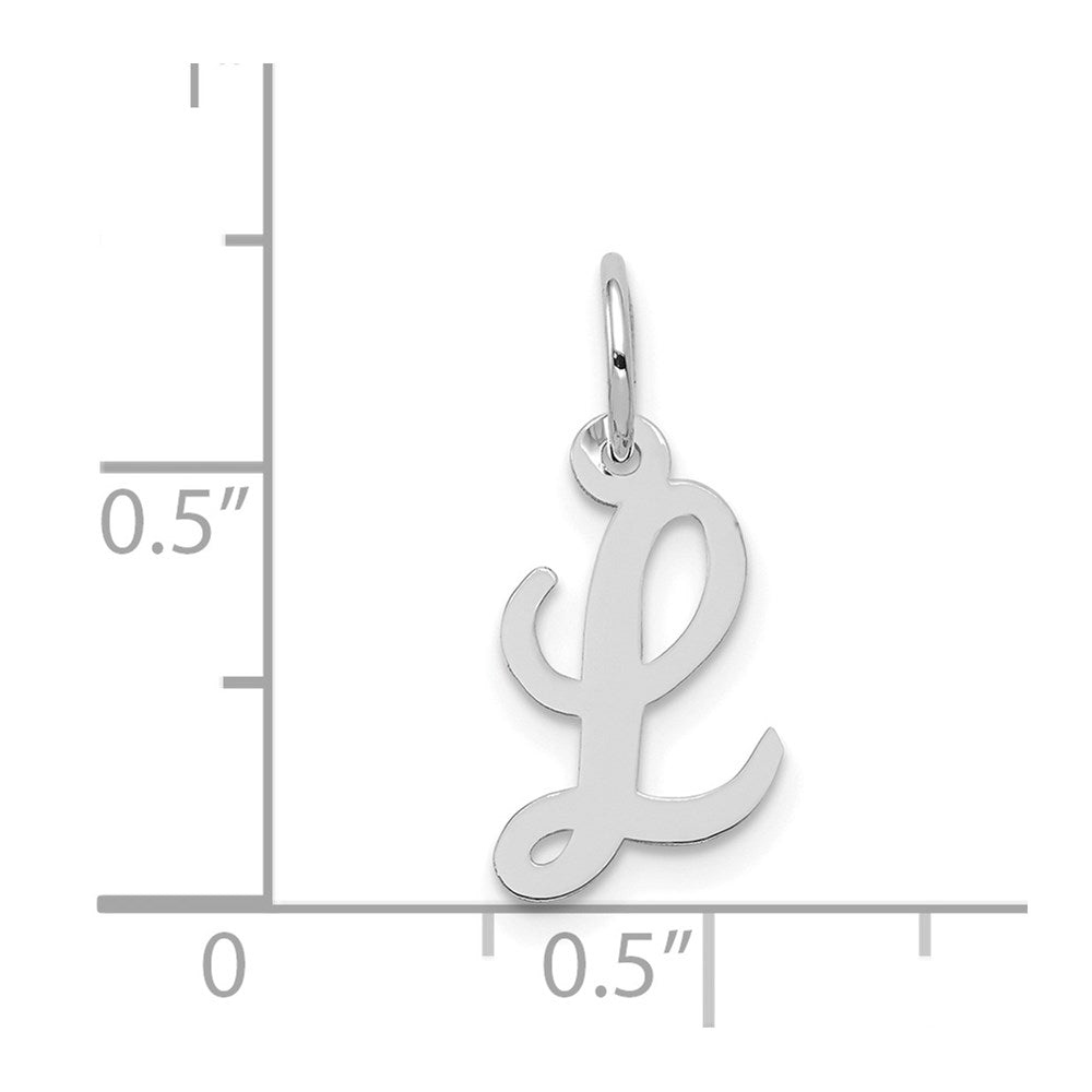 14k White Gold Small Script Letter L Initial Charm