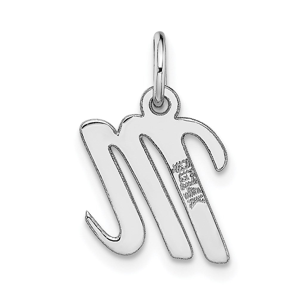 14k White Gold Small Script Letter M Initial Charm