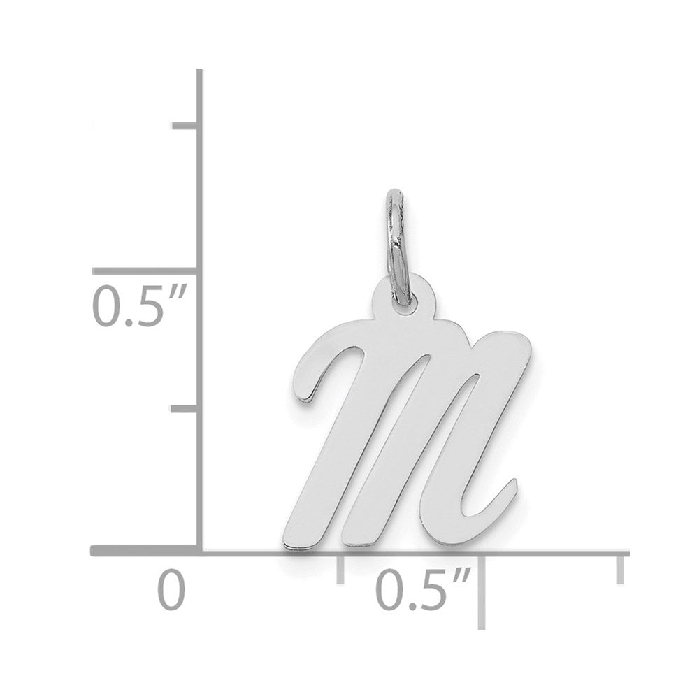 14k White Gold Small Script Letter M Initial Charm