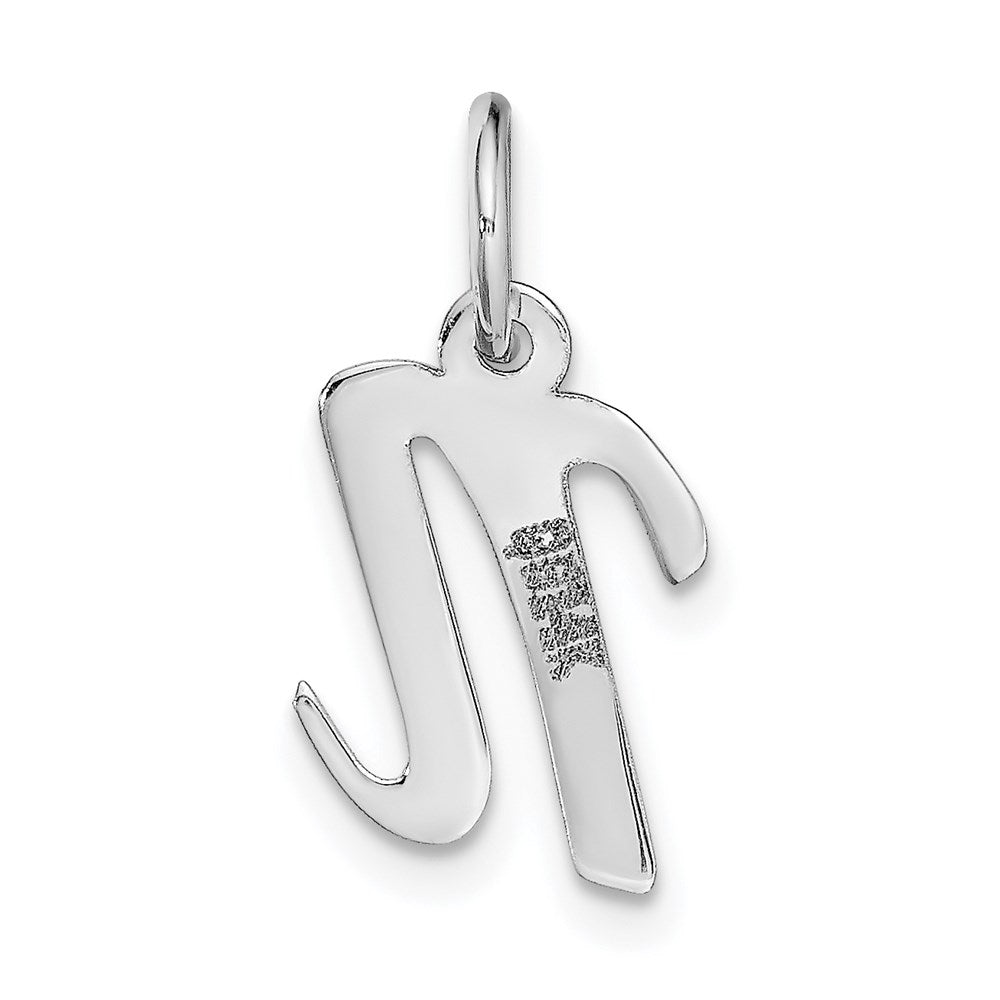 14k White Gold Small Script Letter N Initial Charm