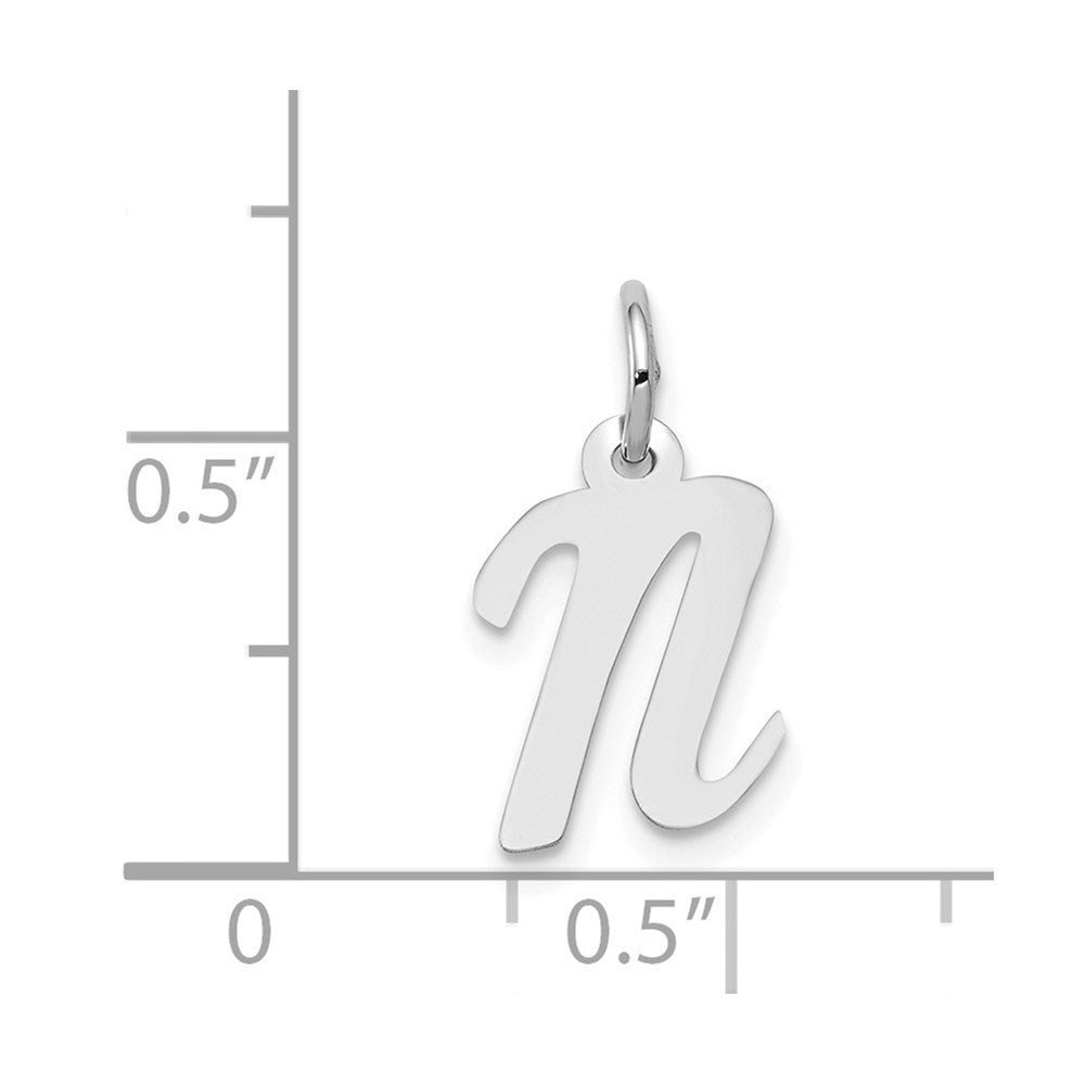 14k White Gold Small Script Letter N Initial Charm