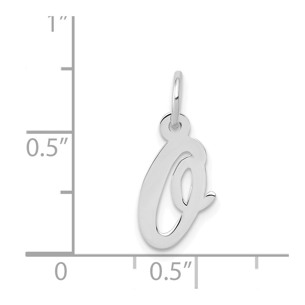14k White Gold Small Script Letter O Initial Charm