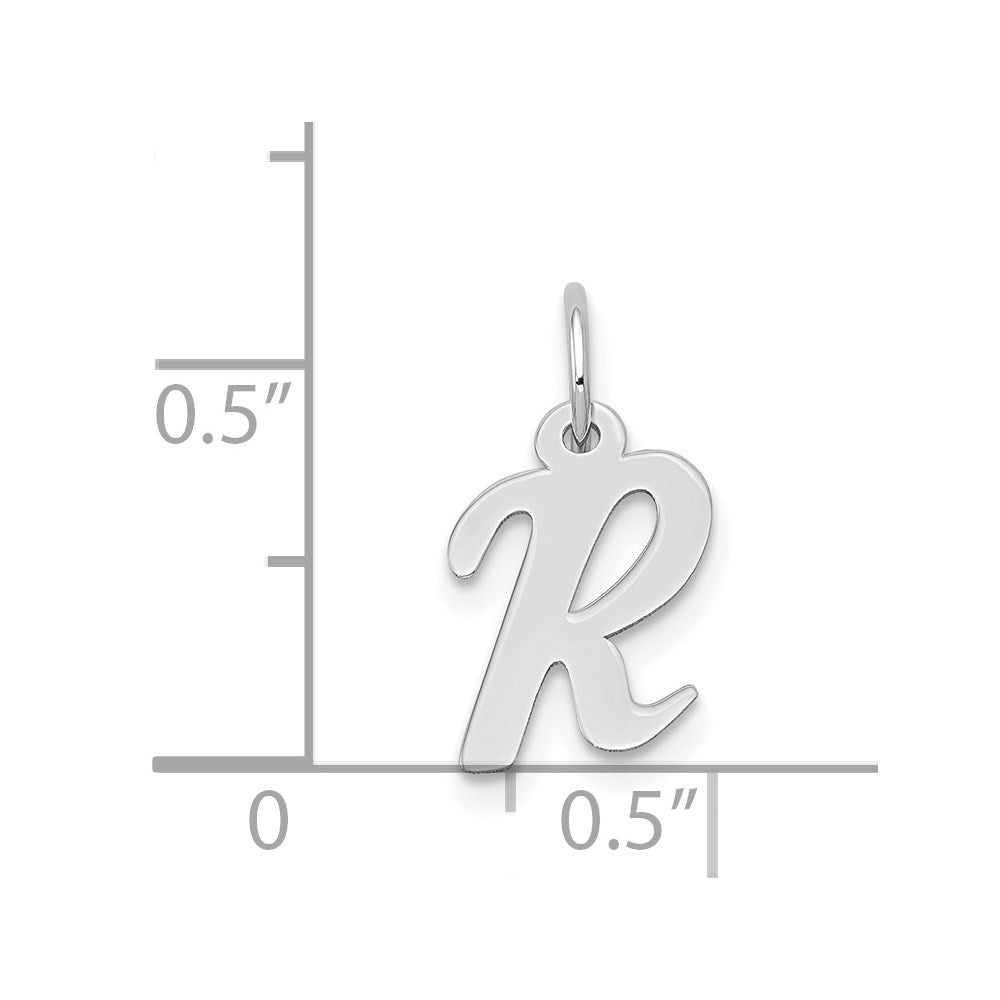 14k White Gold Small Script Letter R Initial Charm