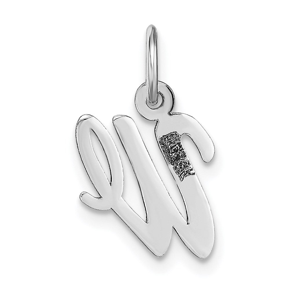 14k White Gold Small Script Letter W Initial Charm