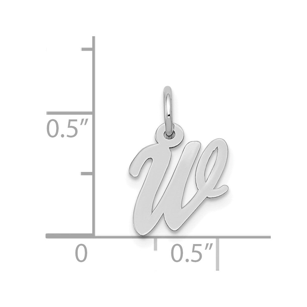 14k White Gold Small Script Letter W Initial Charm