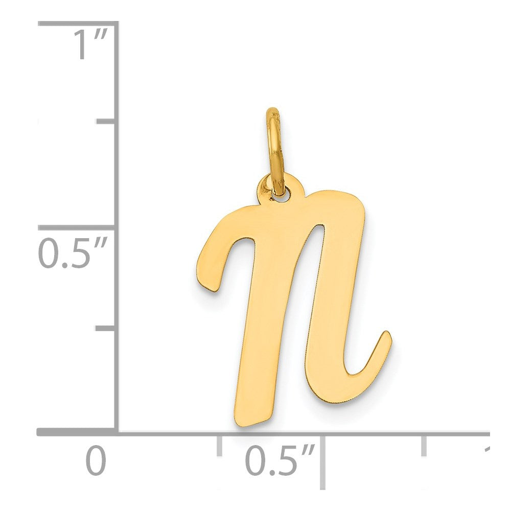 14k Medium Script Letter N Initial Charm