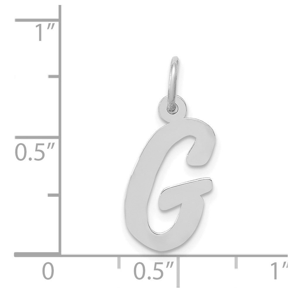 14k White Gold Medium Script Letter G Initial Charm