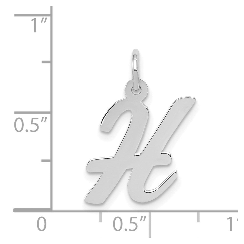 14k White Gold Medium Script Letter H Initial Charm