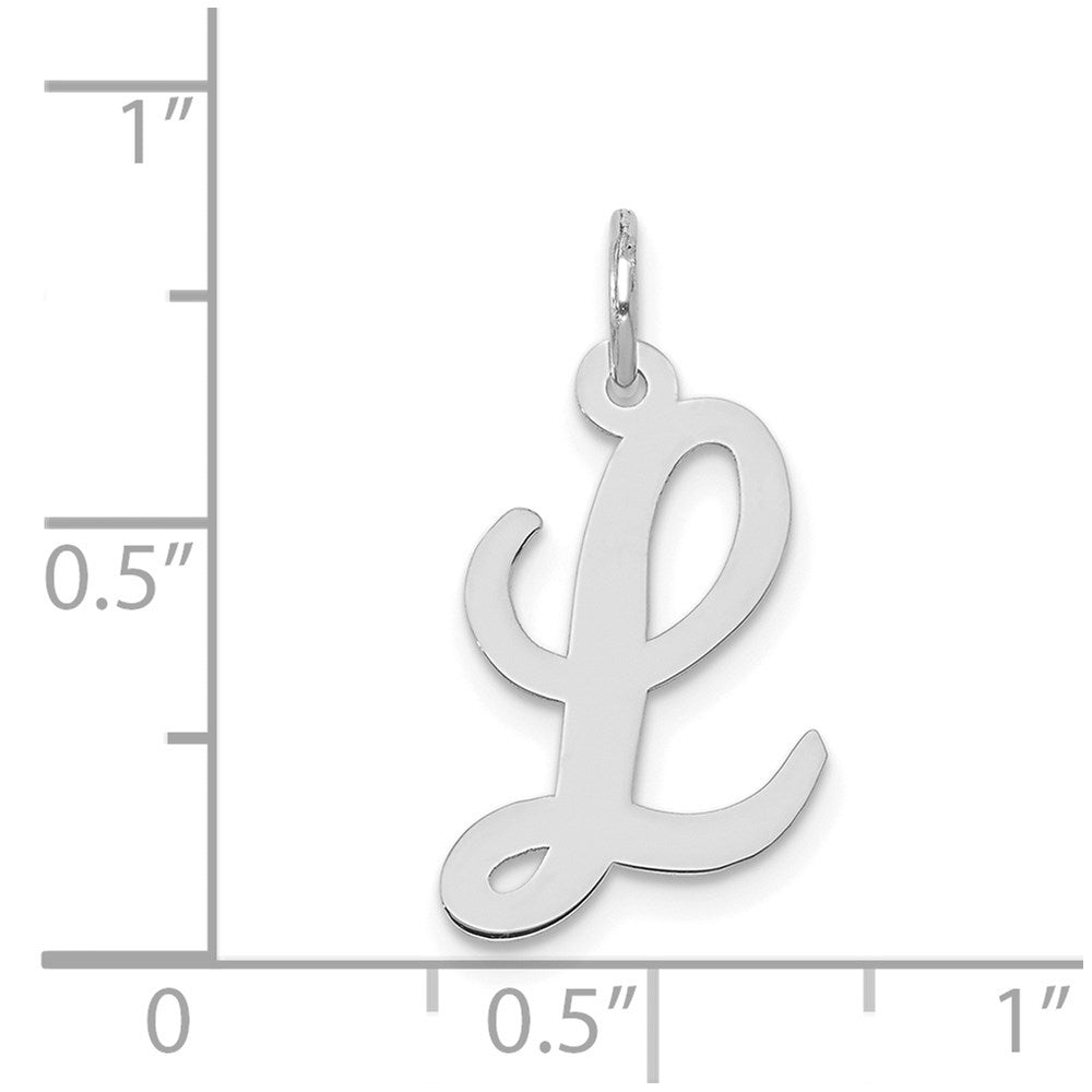 14k White Gold Medium Script Letter L Initial Charm