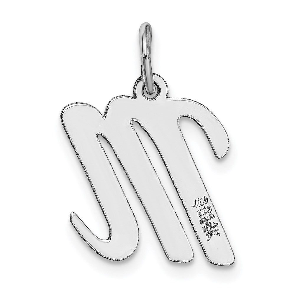 14k White Gold Medium Script Letter M Initial Charm