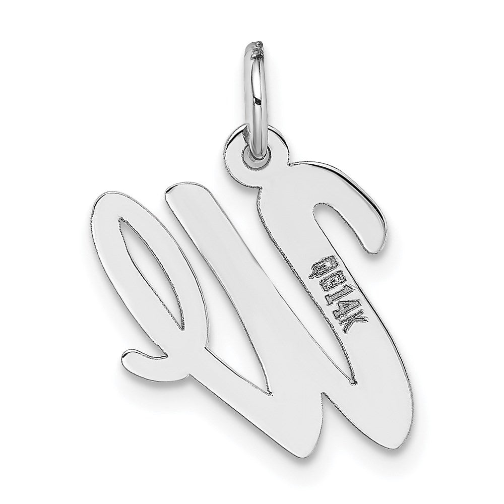 14k White Gold Medium Script Letter W Initial Charm