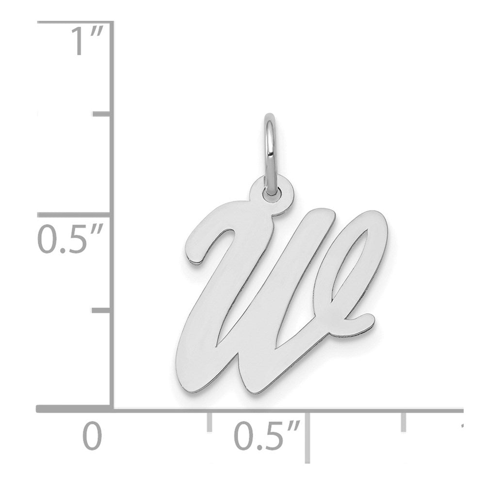 14k White Gold Medium Script Letter W Initial Charm